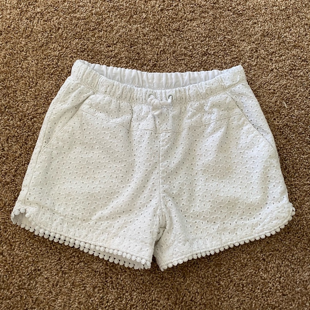 Girls White Patterned Shorts